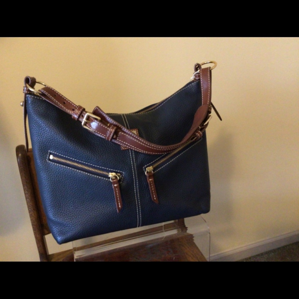 Dooney & Bourke Navy and Brown Shoulder Bag